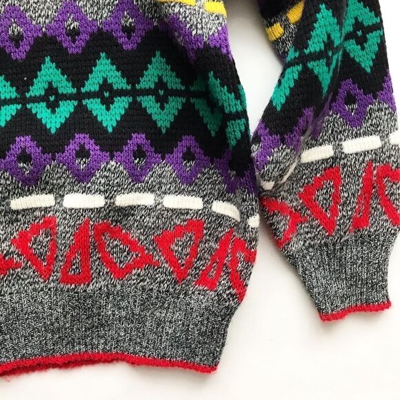 Vintage Construction Project Coogi style knit sweater EUC fits like 8-9Y - Picture 4 of 7